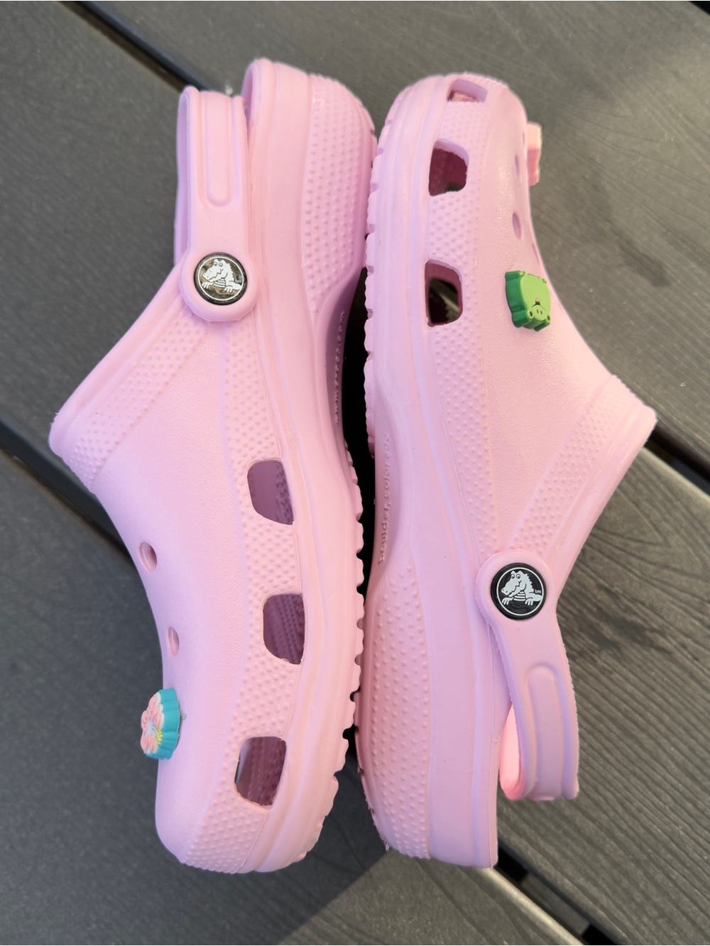 CROCS Light Pink Women’s Size 10 Slip-On Clogs with Charms - Picture 2 of 9